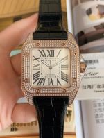 TW Factory Replica Cartier Santos 100 Watches 2824 Movement 42MM Square Black Bracelet Sapphire Glass Men Watch